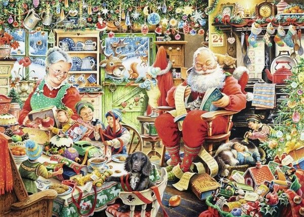 Ravensburger Christmas Puzzle 19558 - 1000 Teile - Santa's Final Preparations