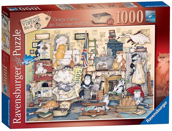 Ravensburger Puzzle 15174 - 1000 Teile - Linda Jane Smith - Crazy Cats ... Go Salvage Hunting