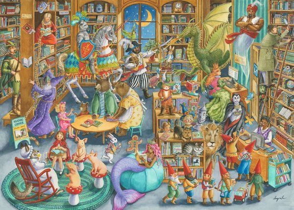 Ravensburger Puzzle 16455 - 1000 Teile - Midnight at the Library - Nachts in der Bibliothek