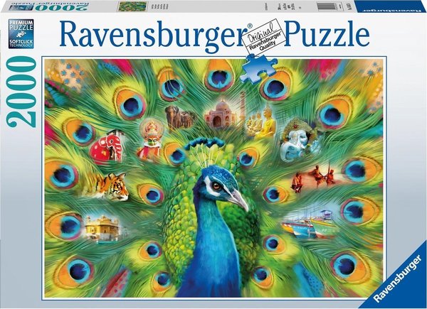 Ravensburger Puzzle 16567 - 2000 Teile - Land of the Peacock / Land des Pfauen
