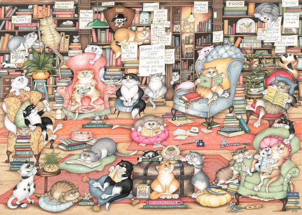 Ravensburger Puzzle 16765 - 1000 Teile - Linda Jane Smith - Crazy Cats Bingley's Bookclub