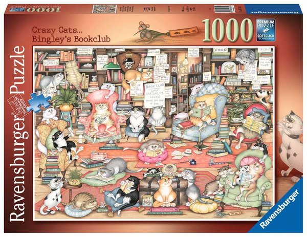 Ravensburger Puzzle 16765 - 1000 Teile - Linda Jane Smith - Crazy Cats Bingley's Bookclub