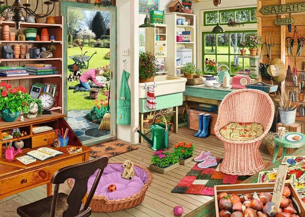 Ravensburger Puzzle 16767 - 1000 Teile - Steve Read - My Haven Nr. 8 - The Gardener's Shed