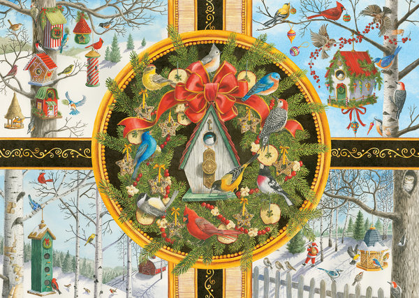 Ravensburger Christmas Puzzle 16835 - Large 500 Teile - Christmas Songbirds / Vögel an Weihnachten
