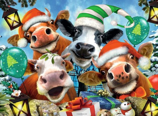 Ravensburger Christmas Puzzle 16532 - 500 Teile - We wish Moo a Merry Christmas