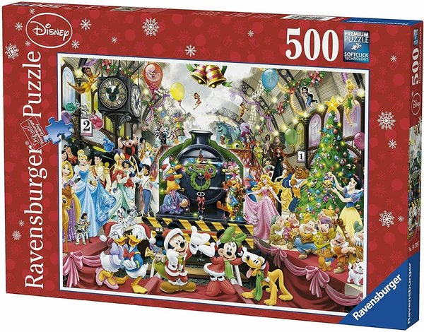 Ravensburger Christmas Puzzle 14739 - 500 Teile - Disney - Le Train de Noel / Der Weihnachtszug