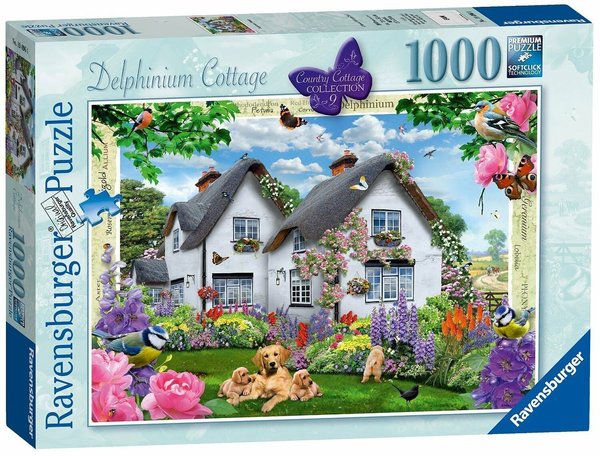 Ravensburger Puzzle 19496 - 1000 Teile - Country Cottage Collection 9 - Delphinium Cottage