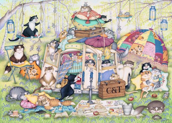 Ravensburger Puzzle 16975 - 1000 Teile - Linda Jane Smith - Crazy Cats Lazy Summer Afternoon