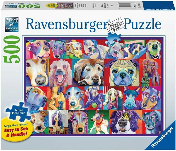 Ravensburger Puzzle 16794 - 500 Teile - Large - Hello Doggie - Viele, viele Hunde - Rarität