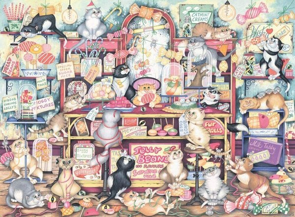 Ravensburger Puzzle 16756 - 500 Teile -Linda Jane Smith - Crazy Cats... Mr. Catkin's Confectionery