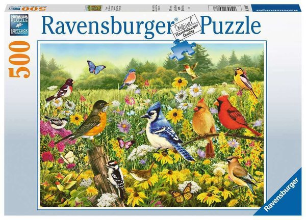 Ravensburger Puzzle 16988 - 500 Teile - Birds in the Meadow / Vogelwiese - Rarität
