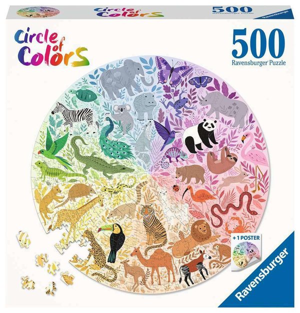 Ravensburger Puzzle 17172 - 500 Teile - Circle of Colors - Animals - Rarität