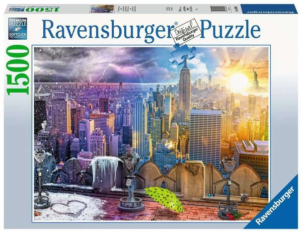 Ravensburger Puzzle 16008 - 1500 Teile - New York im Winter & Sommer