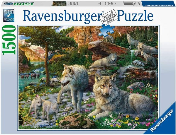 Ravensburger Puzzle 16598 - 1500 Teile - Wolfrudel im Frühlingserwachen