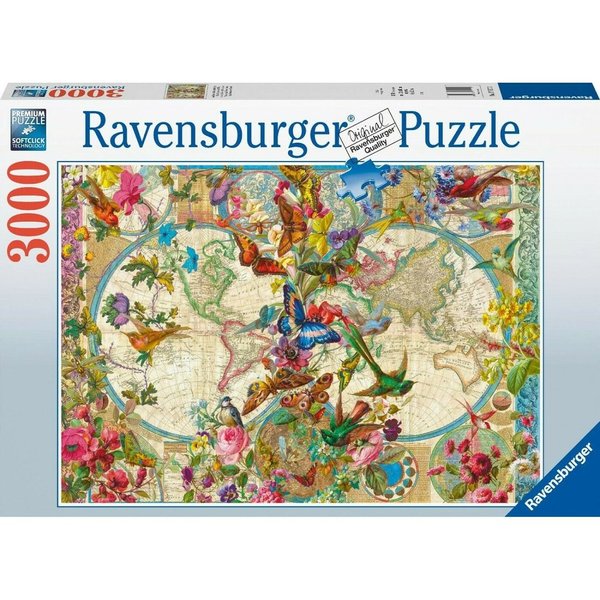 Ravensburger Puzzle 17117 - 3000 Teile - Weltkarte mit Schmetterlingen - Rarität