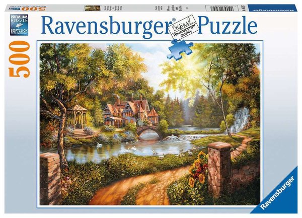 Ravensburger Puzzle 16582 - 500 Teile - Cottage am Fluß