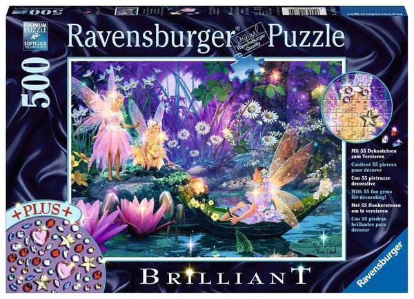 Ravensburger Brilliant Puzzle mit Dekosteinen 14882 - 500 Teile - Im Feenwald