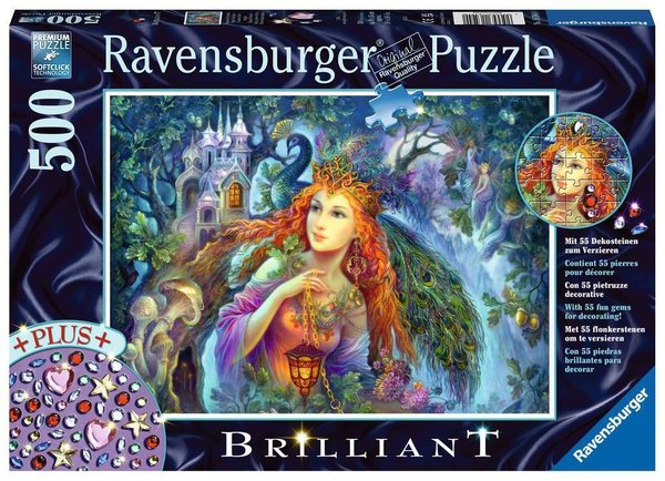 Ravensburger Brilliant Puzzle mit Dekosteinen 16594 - 500 Teile - Magischer Feenstaub