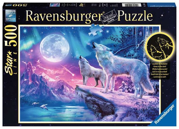 Ravensburger Puzzle 14952 - 500 Teile - Star Line - Wolf im Nordlicht
