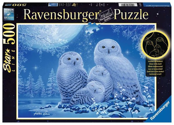 Ravensburger Puzzle 16595 - 500 Teile - Star Line - Eulen im Mondschein