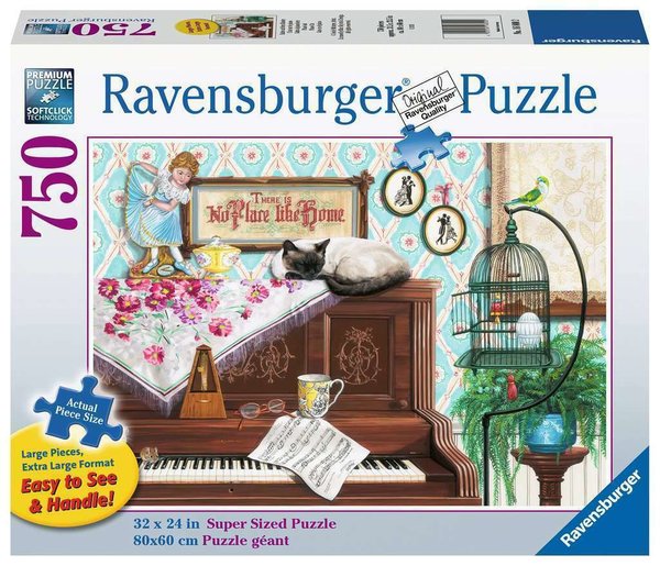 Ravensburger Puzzle 16800 - 750 Teile - Large - Piano Cat / Katze auf dem Klavier - Rarität