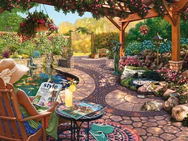 Ravensburger Puzzle 16941 - 750 Teile - Large - Cozy Backyard Bliss - Einladender Garten - Rarität