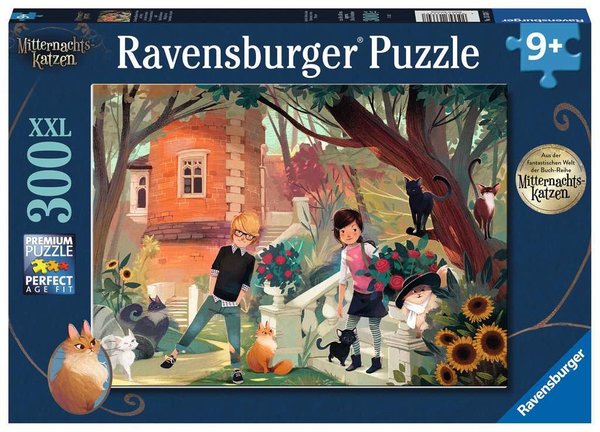 Ravensburger Puzzle 13330 - 300 Teile - Mitternachtskatzen - Die Katzenflüsterer Nova und Henry