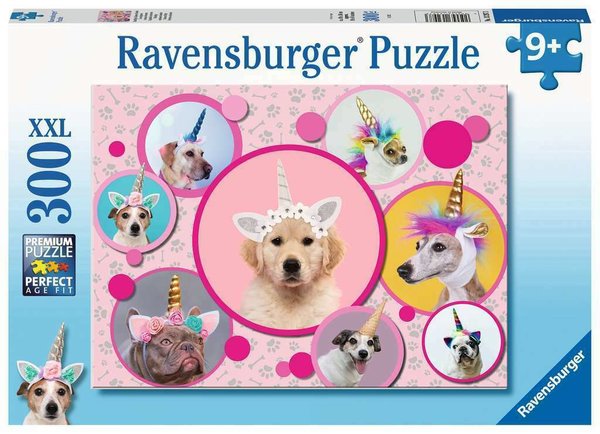 Ravensburger Puzzle 13297 - 300 Teile - Knuffige Einhorn-Hunde - Rarität