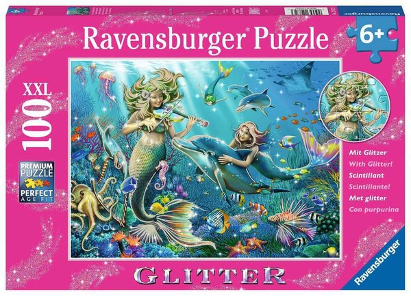 Ravensburger Puzzle 12872 - 100 Teile - Unterwasserschönheiten - Meerjungfrau - Glitter