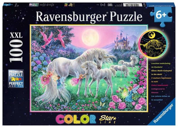 Ravensburger Puzzle 13670 - 100 Teile - Color Star Line - Einhörner im Mondschein