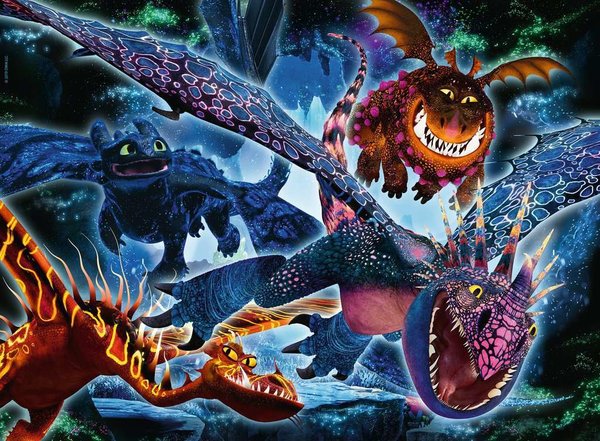 Ravensburger Puzzle 13710 - 100 Teile - Color Star Line - Dragons - Leuchtende Dragons