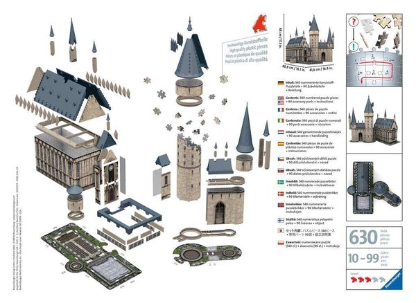 Ravensburger 3D - Puzzle 11259 - 630 Teile - Harry Potter - Hogwarts Schloss - Die Große Halle