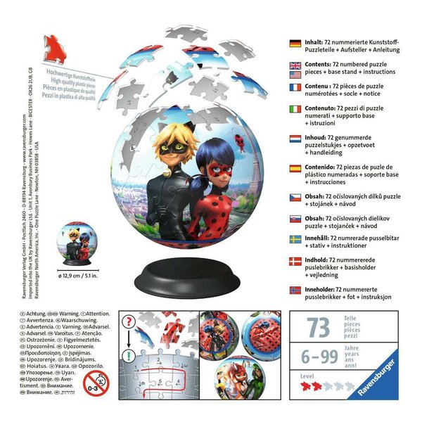 Ravensburger 3D - Puzzle - Ball 11167 - 72 Teile - Miraculous