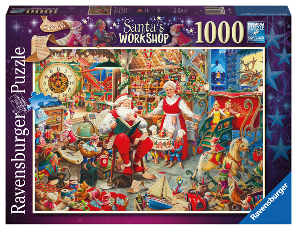 Ravensburger Christmas Puzzle 17300 - 1000 Teile - Santa's Workshop - Limited Edition