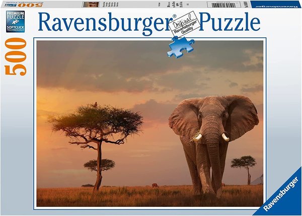 Ravensburger Puzzle 80509 - 500 Teile - Afrikanischer Elefant - Rarität