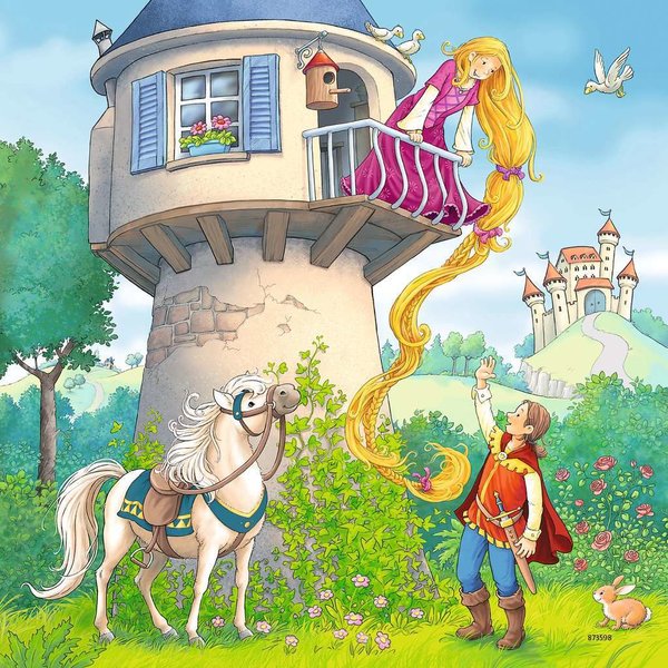Ravensburger Puzzle 08051 - 3 x 49 Teile - Rapunzel, Rotkäppchen & der Froschkönig