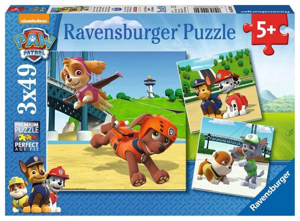 Ravensburger Puzzle 09239 - 3 x 49 Teile - Paw Patrol - Team auf 4 Pfoten