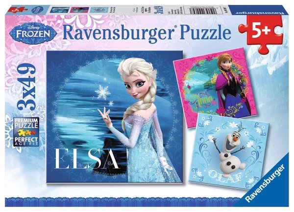 Ravensburger Puzzle 09269 - 3 x 49 Teile - Disney Frozen - Elsa, Anna & Olaf