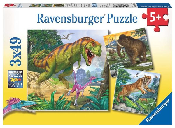 Ravensburger Puzzle 09358 - 3 x 49 Teile - Dinosaurier - Herrscher der Urzeit