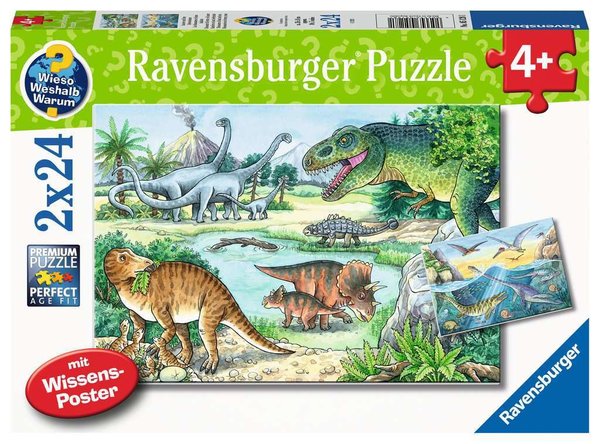 Ravensburger Puzzle 05128 - 2 x 24 Teile - Saurier und ihre Lebensräume