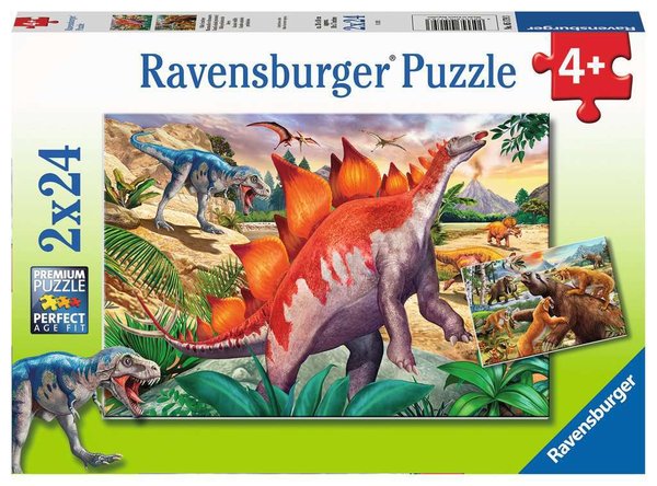 Ravensburger Puzzle 05179 - 2 x 24 Teile - Dinosaurier - Wilde Urzeittiere