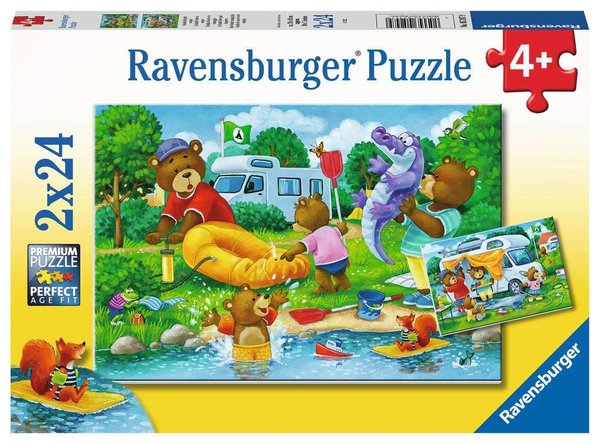 Ravensburger Puzzle 05247 - 2 x 24 Teile - Familie Bär geht campen
