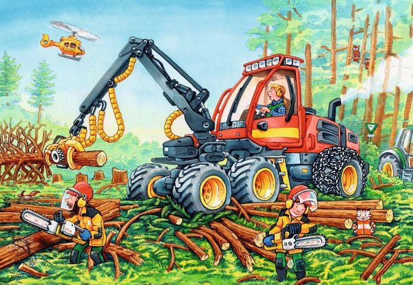 Ravensburger Puzzle 07802 - 2 x 24 Teile - Bagger und Waldtraktor