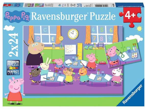 Ravensburger Puzzle 09099 - 2 x 24 Teile - Peppa Wutz - Peppa in der Schule