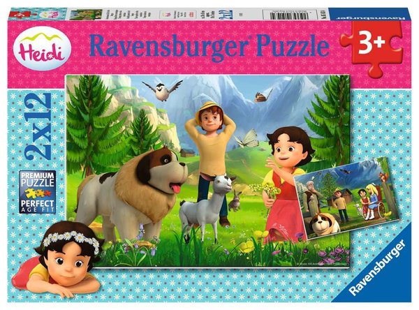 Ravensburger Puzzle 05143 - 2 x 12 Teile - Heidi - Gemeinsame Zeit in den Bergen
