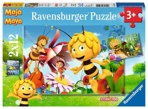 Ravensburger Puzzle 07594 - 2 x 12 Teile - Biene Maja auf der Blumenwiese