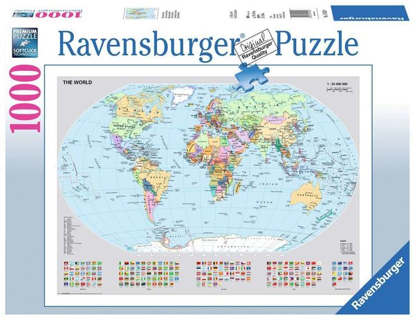 Ravensburger Puzzle 15652 - 1000 Teile - Politische Weltkarte