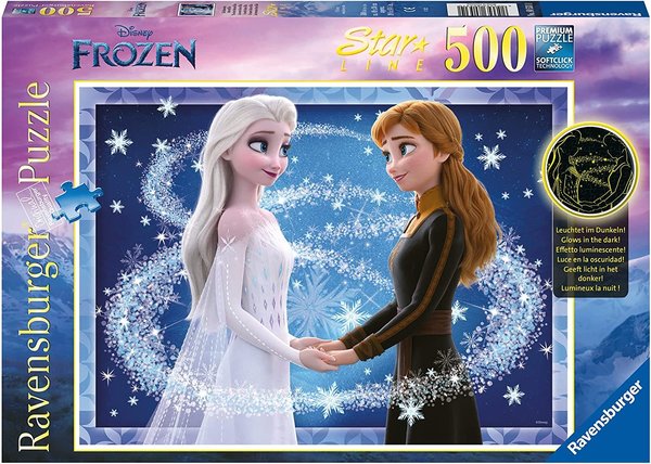 Ravensburger Puzzle 80531 - 500 Teile - Star Line - Disney Frozen - Die Schwestern Anna & Elsa