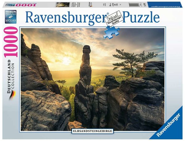 Ravensburger Puzzle 17093 - 1000 Teile - Deutschland Collection - Erleuchtung Elbsandsteingebirge