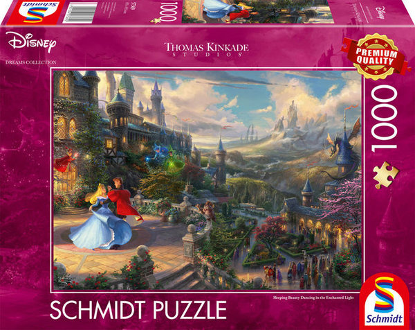 Schmidt Puzzle 57369 - 1000 Teile - Kinkade - Disney Sleeping Beauty Dancing in the Enchanted Light